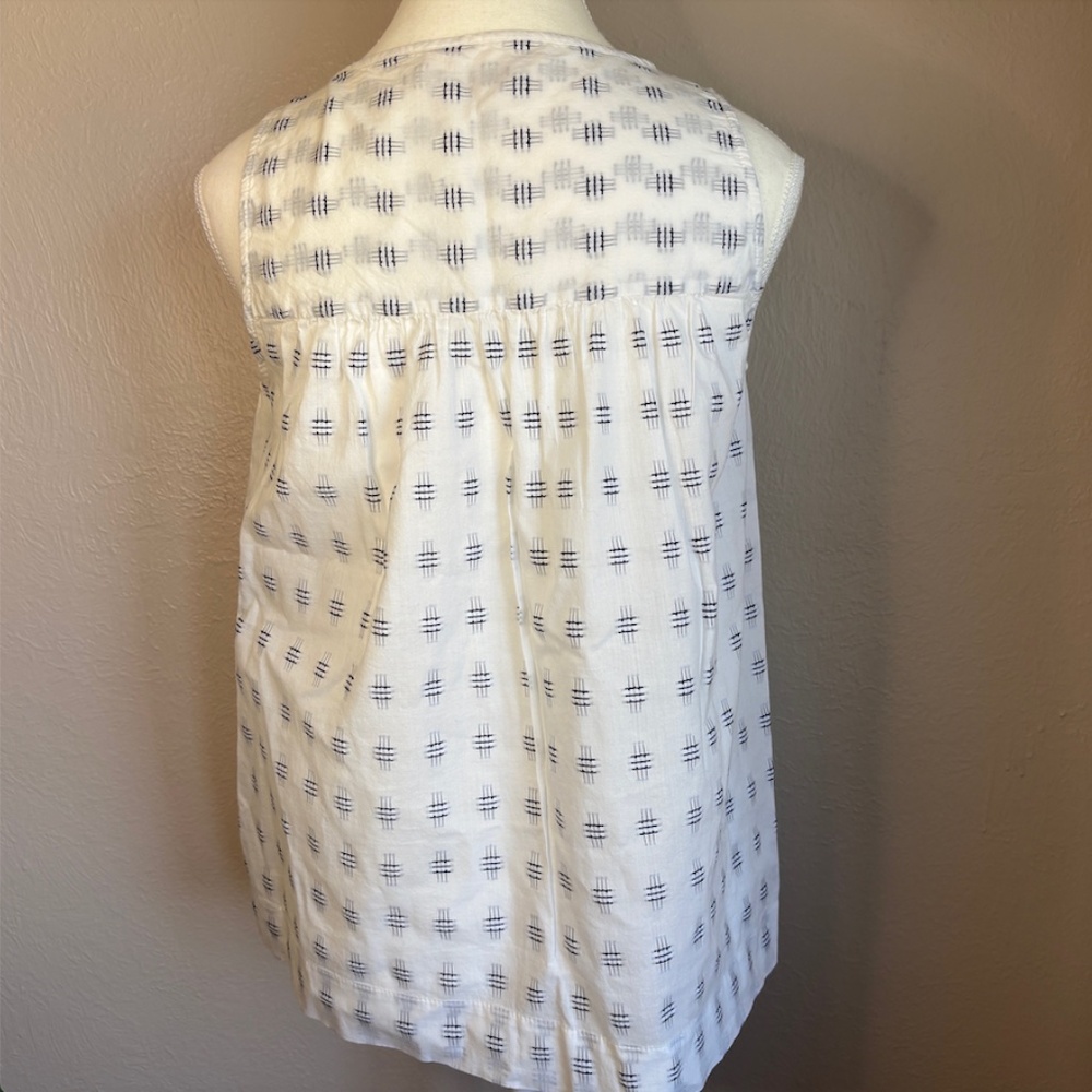 LOFT Crosshatch Smocked Tie-Neck Shell - Picture 4 of 8